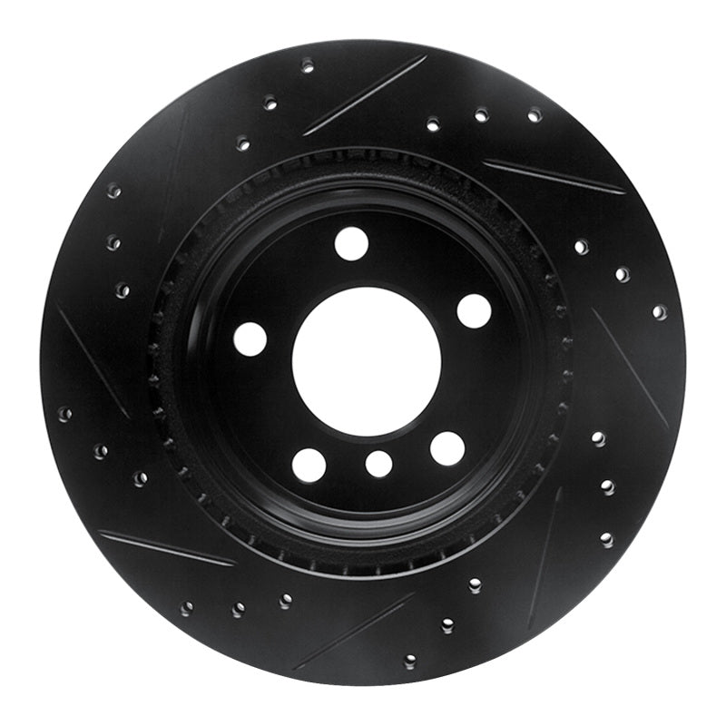 R1 06-21 BMW 320I (USA/Canada) Rear Right Drilled & Slotted Black Brake Rotor
