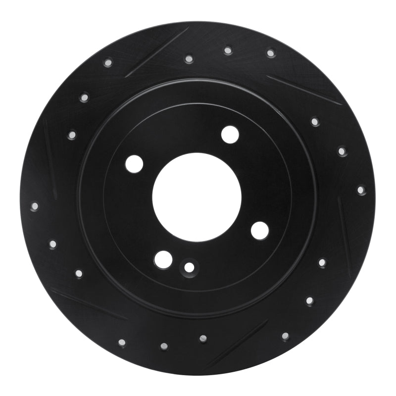 R1 12-25 Dodge Attitude (Mexico) Rear Left Drilled & Slotted Black Brake Rotor