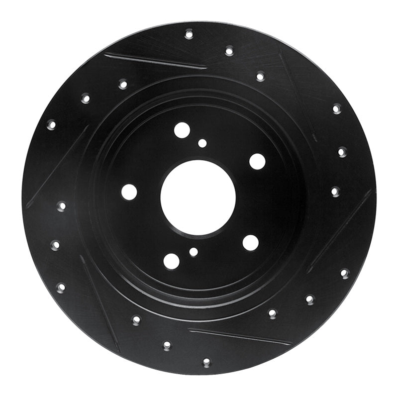 R1 10-13 Suzuki Kizashi Rear Left Drilled & Slotted Black Brake Rotor