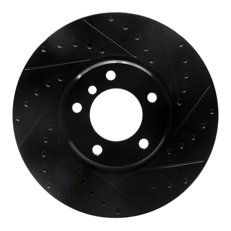 R1 95-01 BMW 750IL Front Right Drilled & Slotted Black Brake Rotor