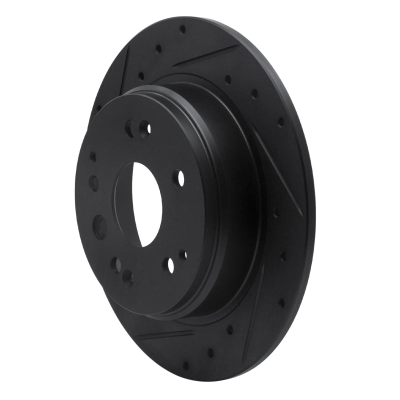 R1 99-11 Acura TL Rear Left Drilled & Slotted Black Brake Rotor
