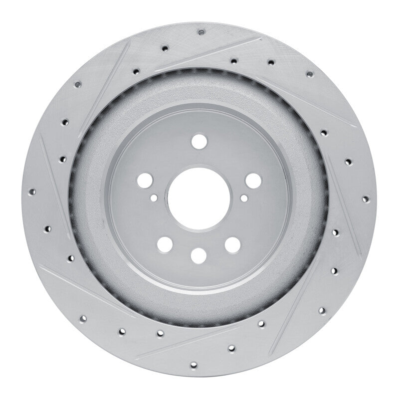 R1 20-25 Lexus RX500h Rear Right Drilled & Slotted Silver Brake Rotor