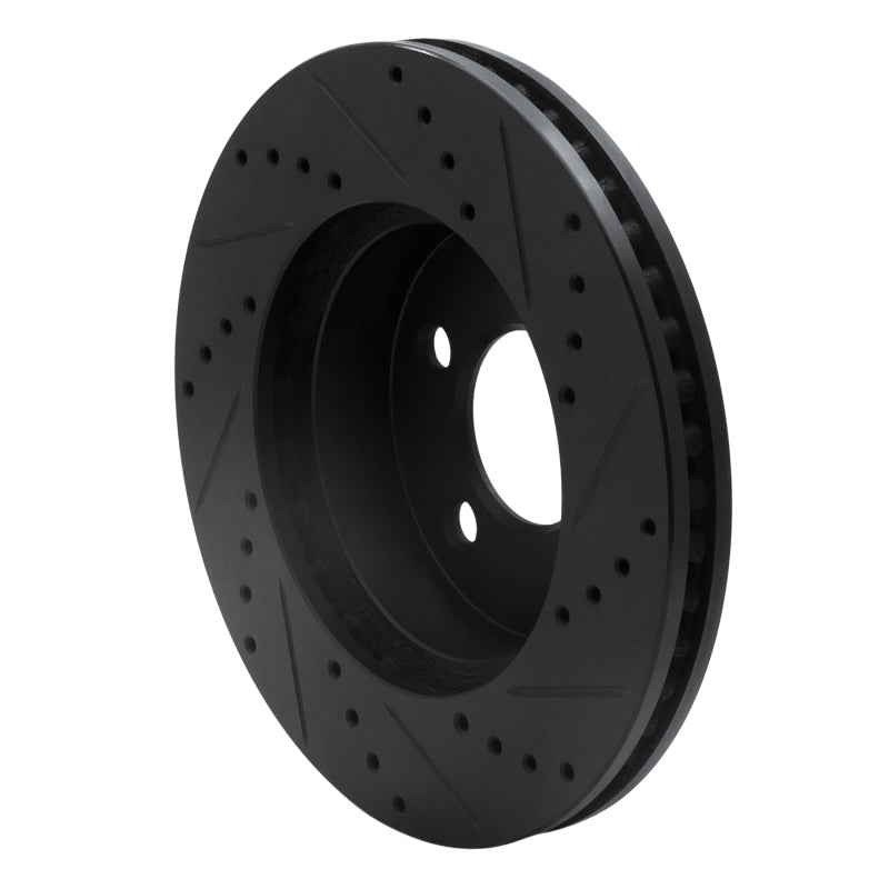 R1 02-07 Jeep Liberty Front Left Drilled & Slotted Black Brake Rotor