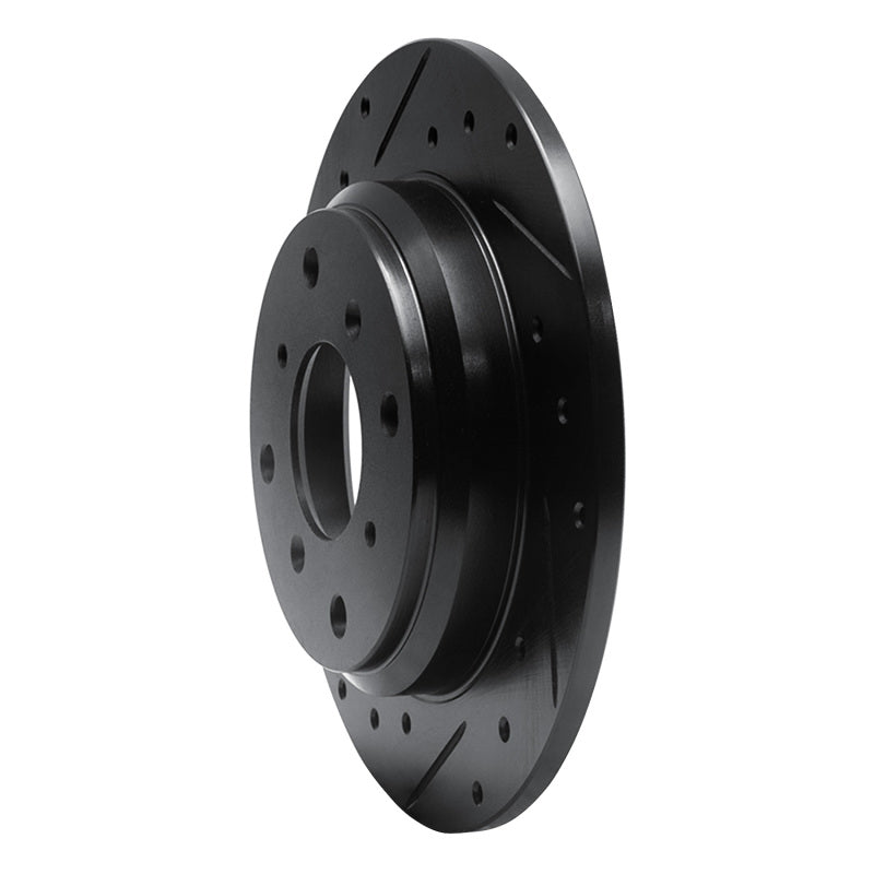 R1 86-96 Acura Legend Rear Left Drilled & Slotted Black Brake Rotor