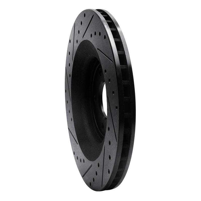 R1 08-14 Chrysler 200 Front Right Drilled & Slotted Black Brake Rotor