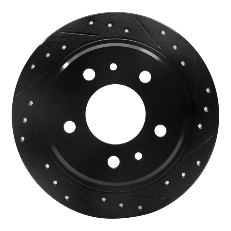 R1 82-89 BMW 524TD Rear Right Drilled & Slotted Black Brake Rotor