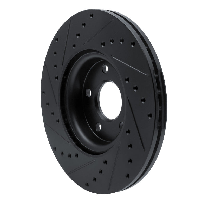 R1 04-19 Ford C-MAX Front Right Drilled & Slotted Black Brake Rotor