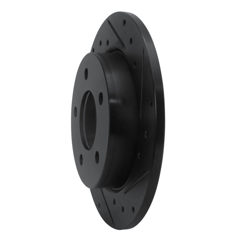 R1 04-13 Mazda 3 Rear Right Drilled & Slotted Black Brake Rotor