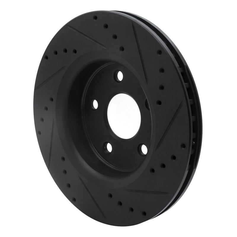 R1 05-10 Jeep Commander Front Left Drilled & Slotted Black Brake Rotor