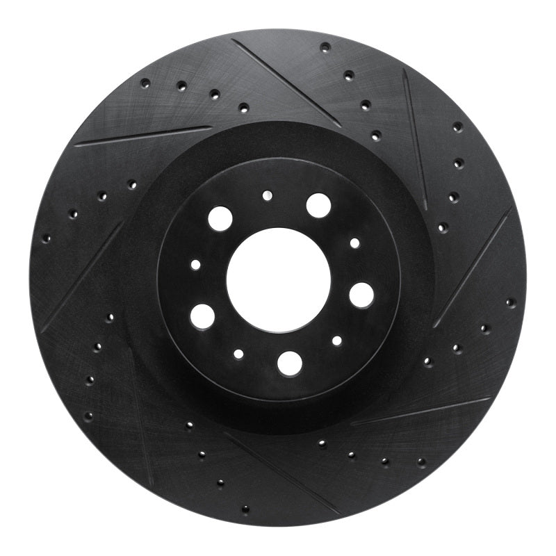 R1 20-25 Tesla Model Y Front Right Drilled & Slotted Black Brake Rotor