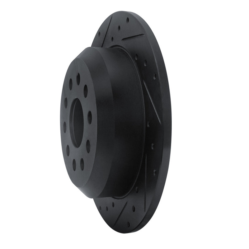 R1 18-25 Jeep Wrangler Rear Left Drilled & Slotted Black Brake Rotor
