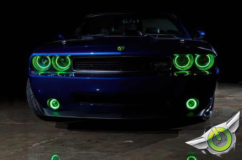 Oracle 08-14 Dodge Challenger LED Projector Headlight Halo Kit - Green