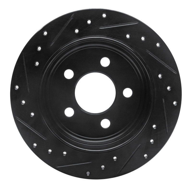R1 03-07 Jeep TJ (Canada - See Wrangler for US) Rear Right Drilled & Slotted Black Brake Rotor