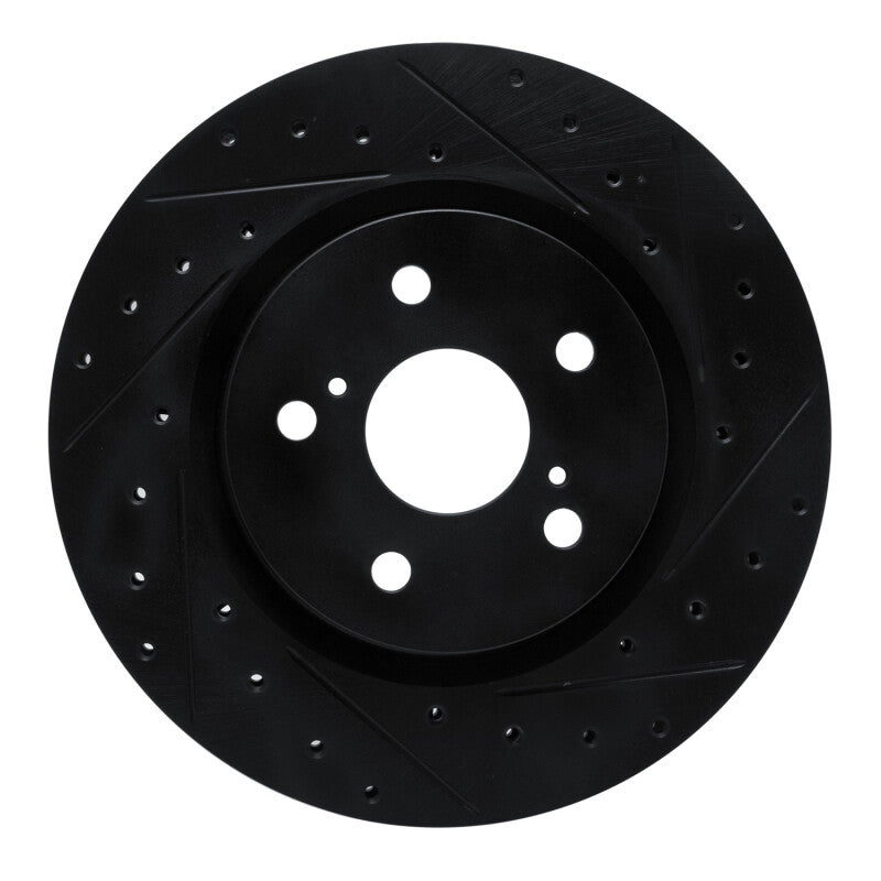 R1 18-25 Lexus UX250h Front Right Drilled & Slotted Black Brake Rotor