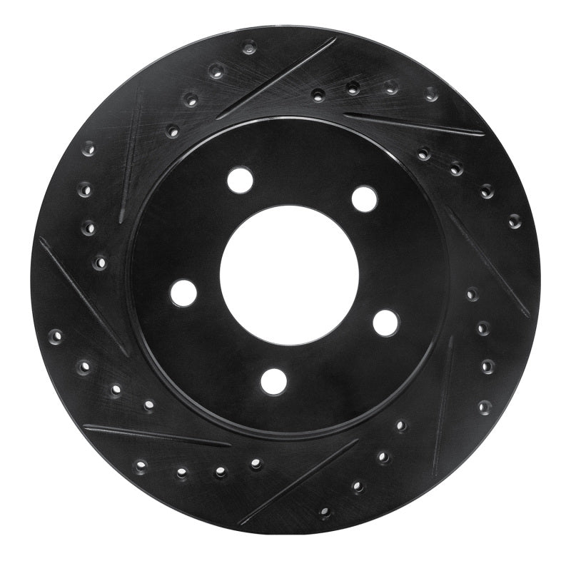 R1 87-90 Dodge Dakota 4WD Front Left Drilled & Slotted Black Brake Rotor