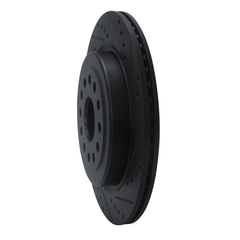R1 19-25 Ram 1500 Rear Right Drilled & Slotted Black Brake Rotor