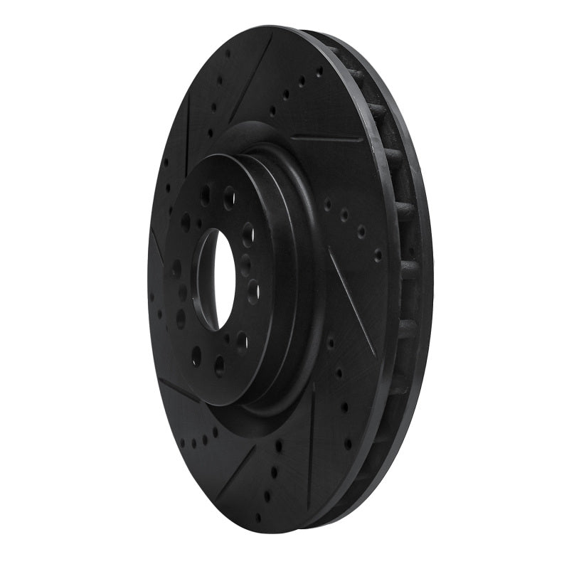 R1 17-25 Acura Integra Front Left Drilled & Slotted Black Brake Rotor