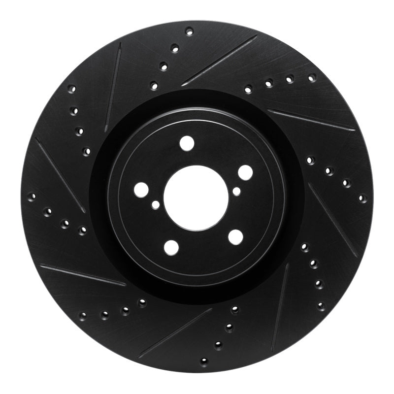 R1 03-25 Subaru Impreza Front Left Drilled & Slotted Black Brake Rotor