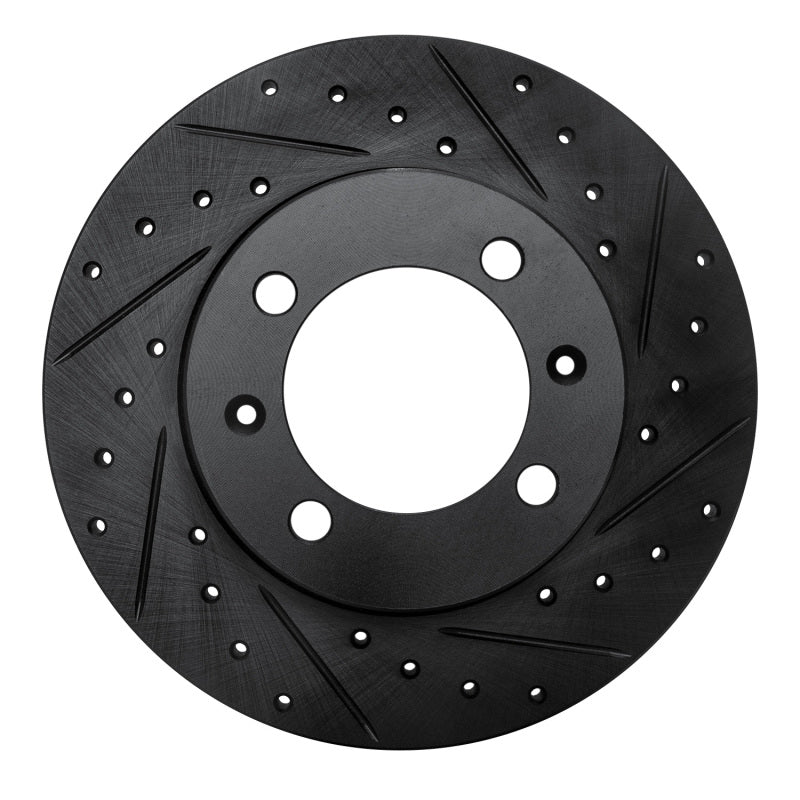 R1 81-87 Saab 900 Front Right Drilled & Slotted Black Brake Rotor