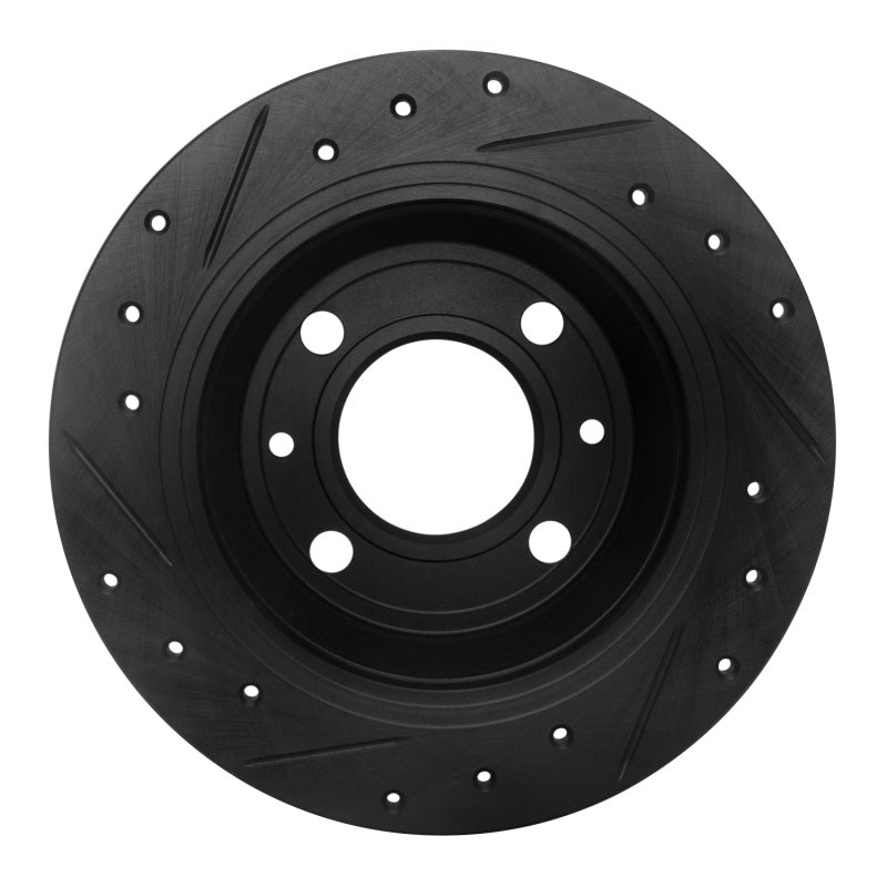 R1 86-98 Saab 9000 Rear Right Drilled & Slotted Black Brake Rotor