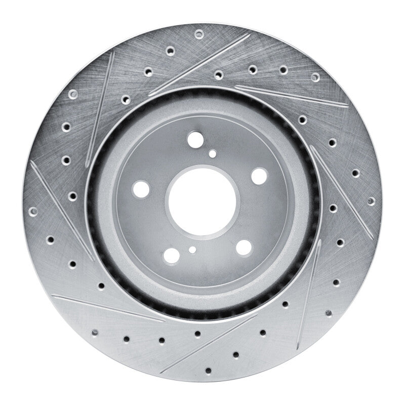 R1 18-25 Lexus UX250h Front Right Drilled & Slotted Silver Brake Rotor