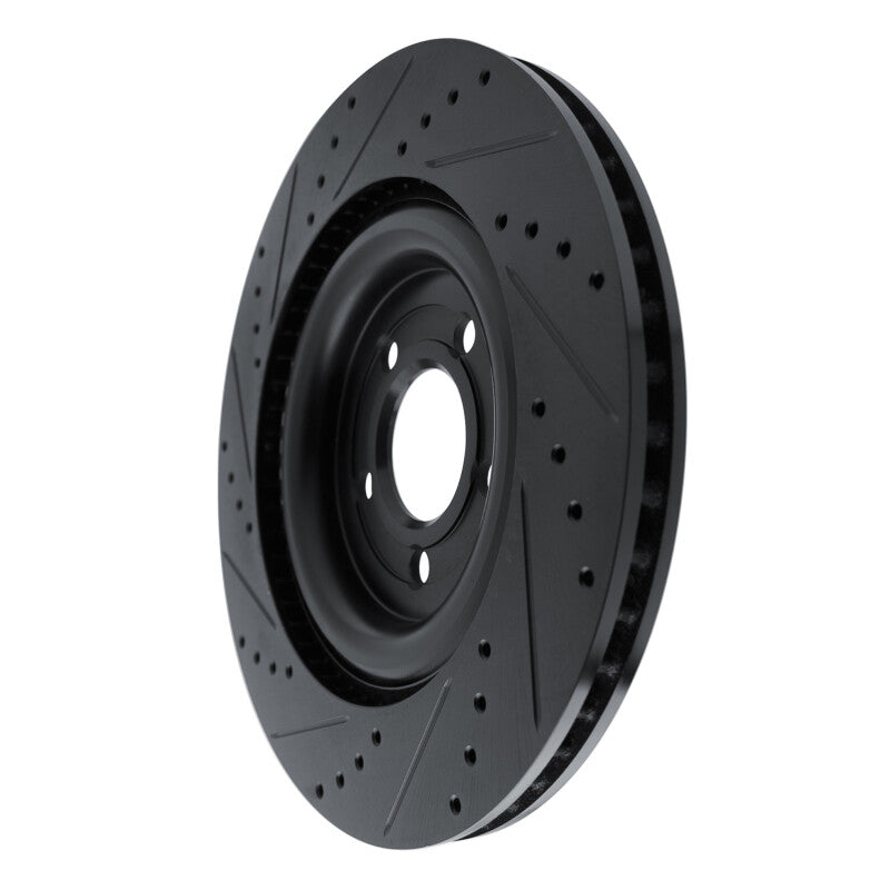 R1 20-25 Ford Police Interceptor Utility Rear Right Drilled & Slotted Black Brake Rotor