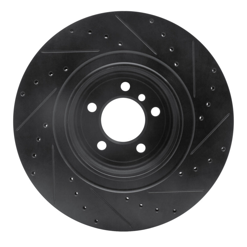 R1 07-08 BMW ALPINA B7 Rear Left Drilled & Slotted Black Brake Rotor