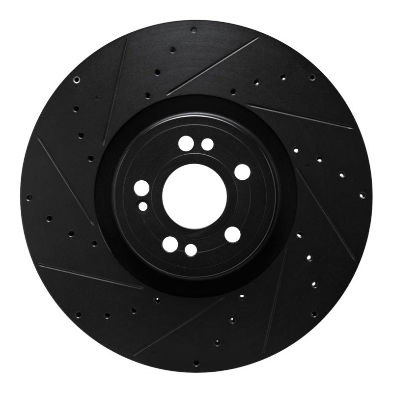R1 20-26 Mercedes-Benz GLE450e Front Left Drilled & Slotted Black Brake Rotor