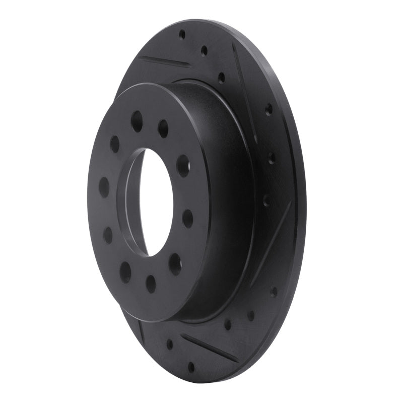 R1 03-08 Hyundai Tiburon Rear Right Drilled & Slotted Black Brake Rotor