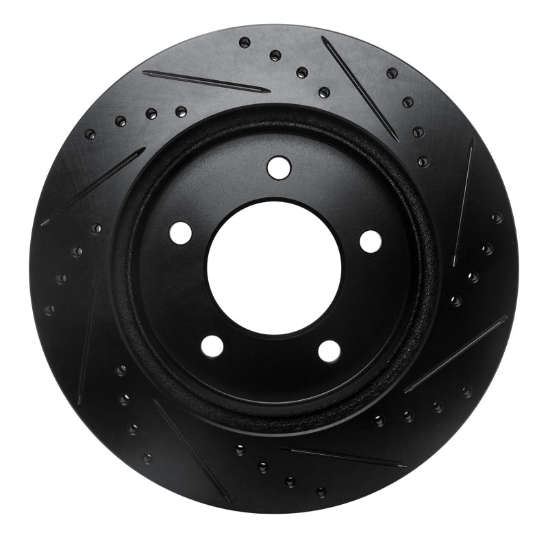 R1 97-04 Ford F-150 4WD Front Left Drilled & Slotted Black Brake Rotor