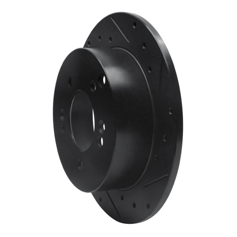 R1 07-12 Kia Rondo (Canada) Rear Right Drilled & Slotted Black Brake Rotor