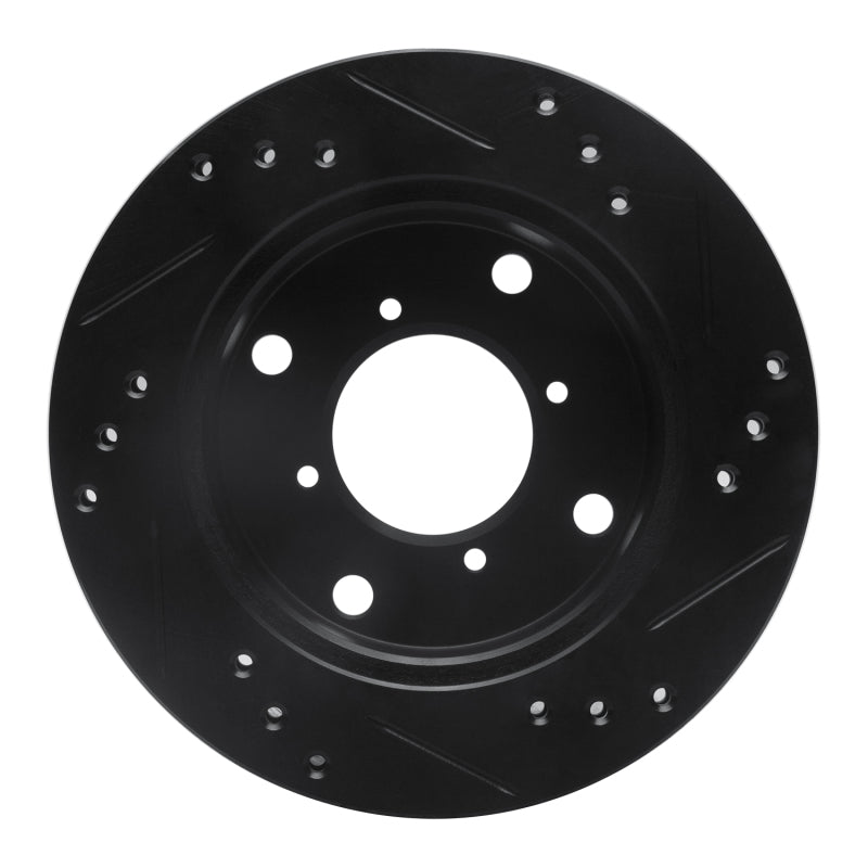 R1 89-01 Chevrolet Metro Front Left Drilled & Slotted Black Brake Rotor
