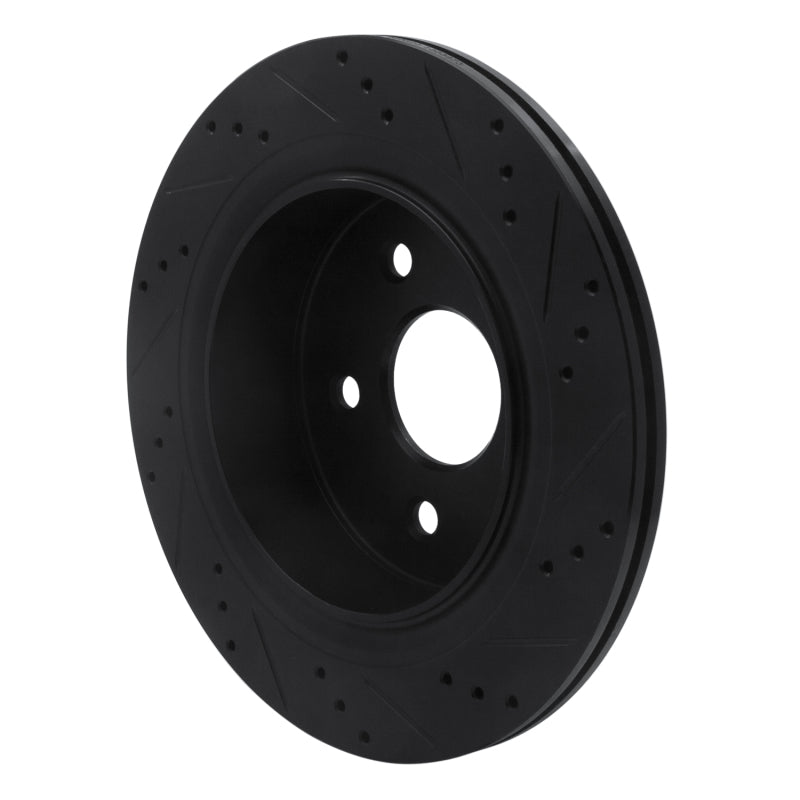 R1 02-24 Chrysler ASPEN Rear Left Drilled & Slotted Black Brake Rotor