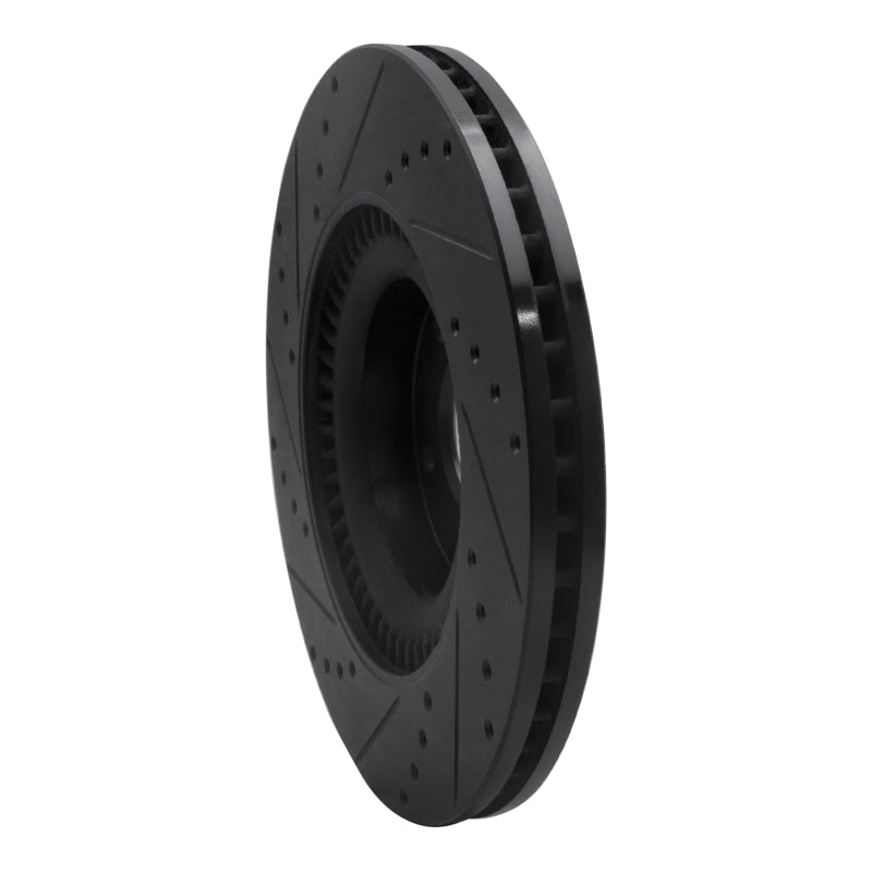 R1 11-17 Genesis G80 Front Right Drilled & Slotted Black Brake Rotor