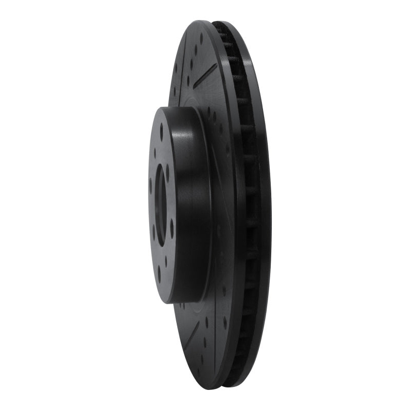 R1 92-96 Honda Prelude Front Left Drilled & Slotted Black Brake Rotor