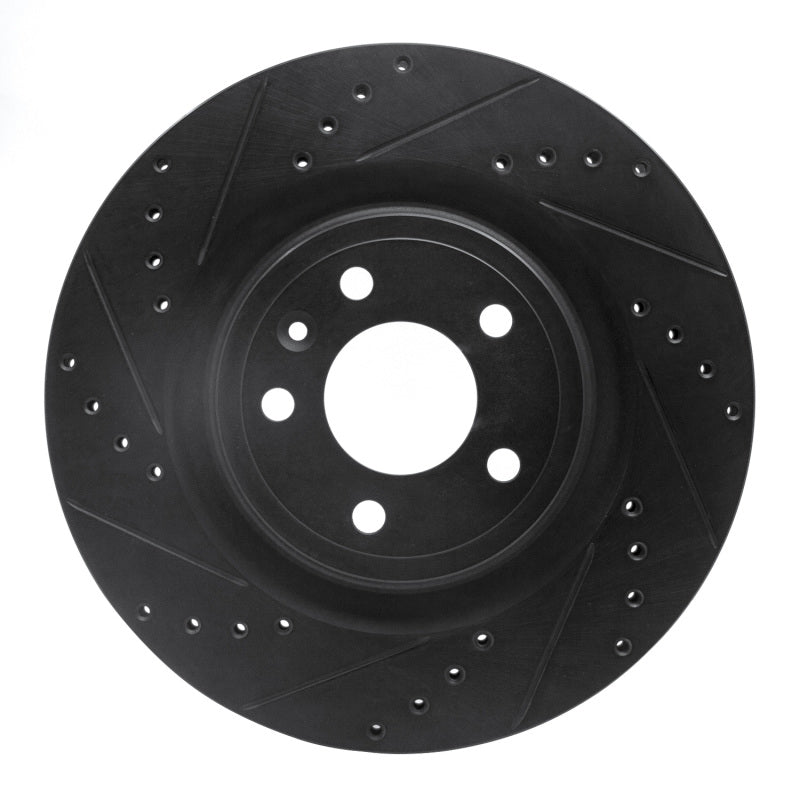 R1 11-14 Ford Mustang Front Left Drilled & Slotted Black Brake Rotor