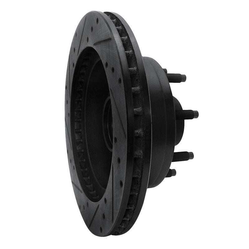 R1 95-07 Ford E-150 Econoline Front Right Drilled & Slotted Black Brake Rotor