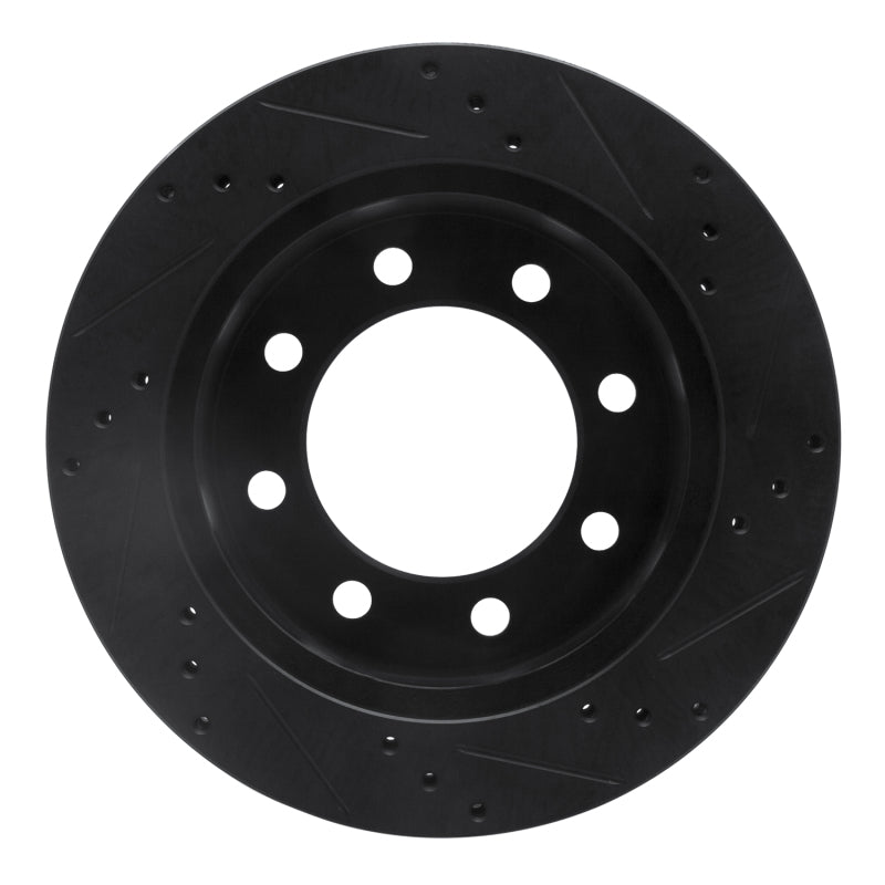 R1 00-02 Dodge Ram 3500 Front Left Drilled & Slotted Black Brake Rotor