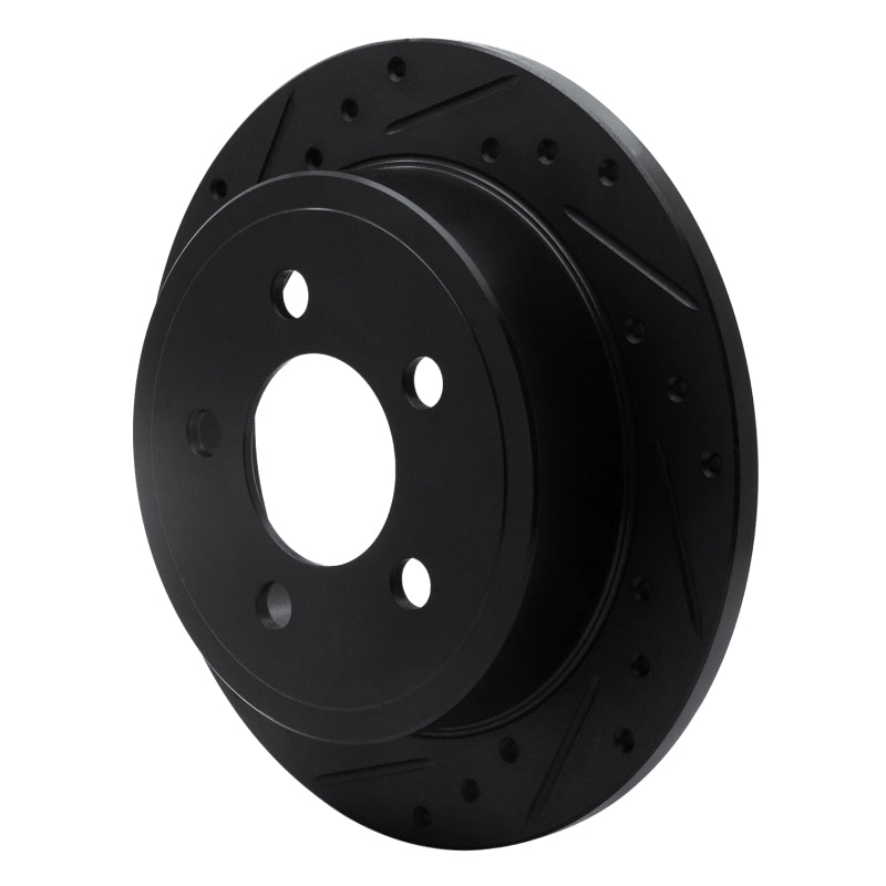 R1 03-07 Jeep Liberty Rear Left Drilled & Slotted Black Brake Rotor