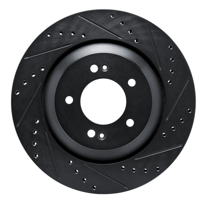 R1 2019-2025 Hyundai Kona N Rear Right Drilled & Slotted Black Brake Rotor