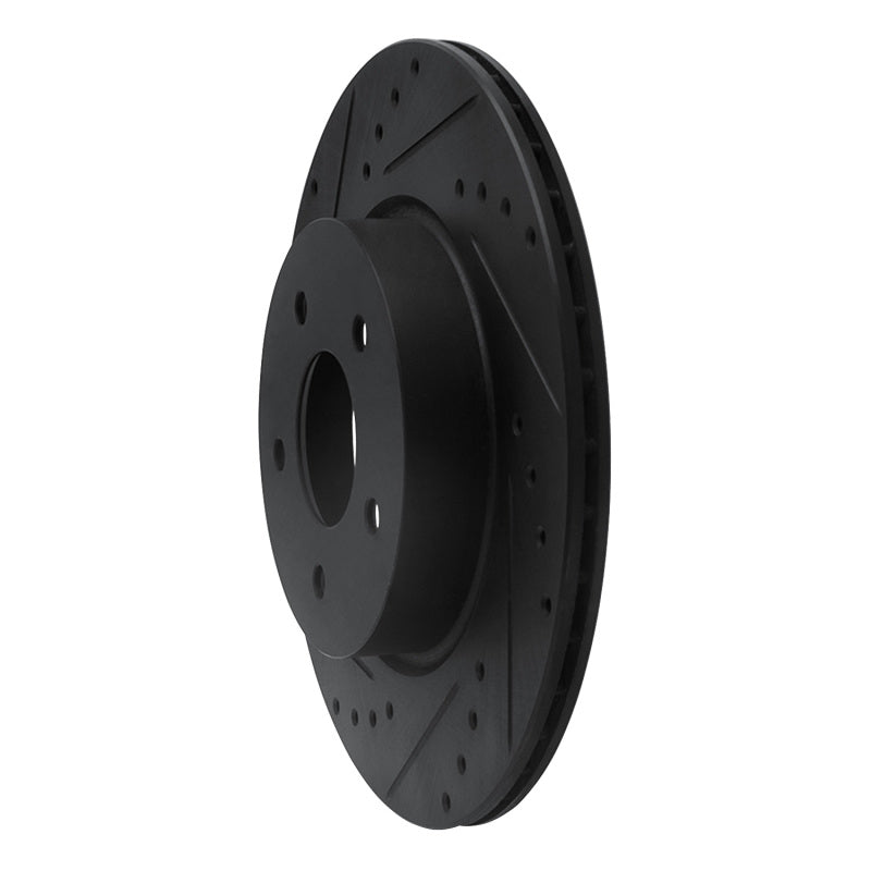R1 19-24 Infiniti QX50 Rear Left Drilled & Slotted Black Brake Rotor