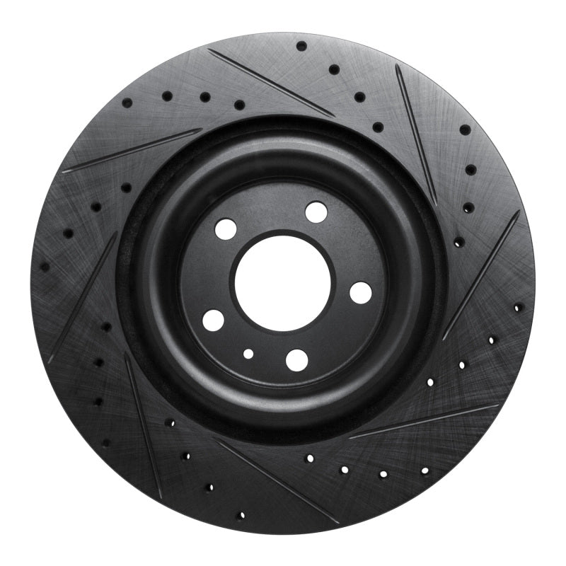 R1 2017-2025 Audi Q8 e-Tron Sportback Rear Left Drilled & Slotted Black Brake Rotor