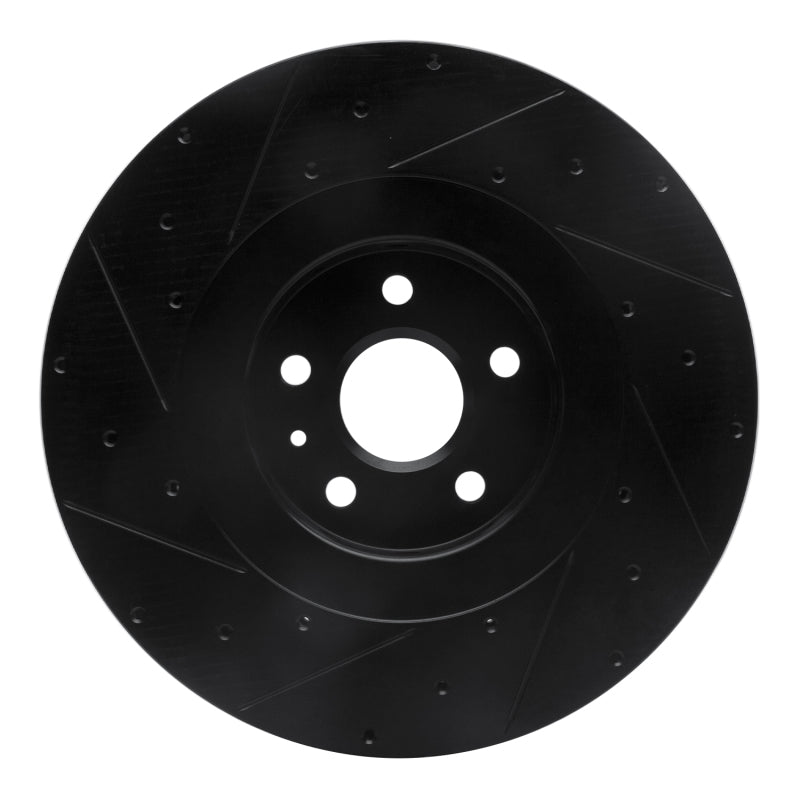 R1 2009-2015 Cadillac CTS Front Right Drilled & Slotted Black Brake Rotor