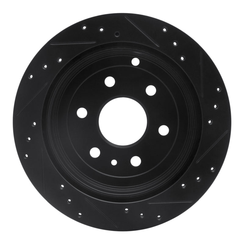 R1 07-17 Buick Enclave Rear Left Drilled & Slotted Black Brake Rotor