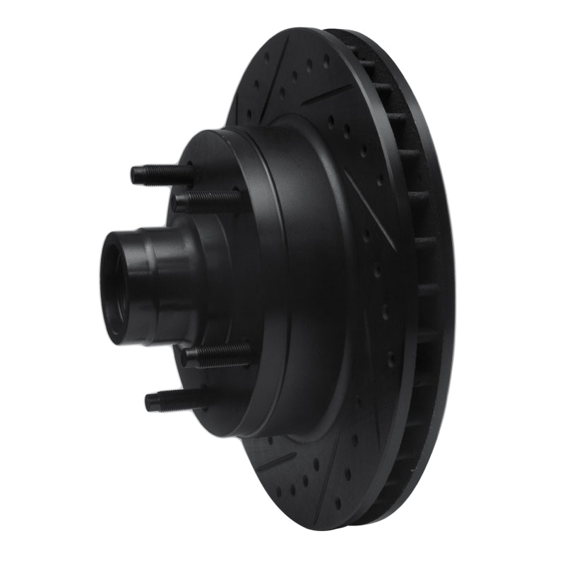 R1 73-93 Ford E-150 Econoline Front Left Drilled & Slotted Black Brake Rotor
