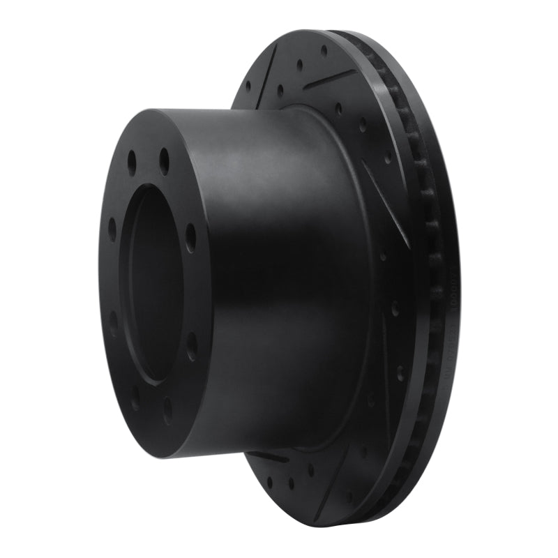 R1 01-10 Chevrolet Express 3500 Rear Left Drilled & Slotted Black Brake Rotor