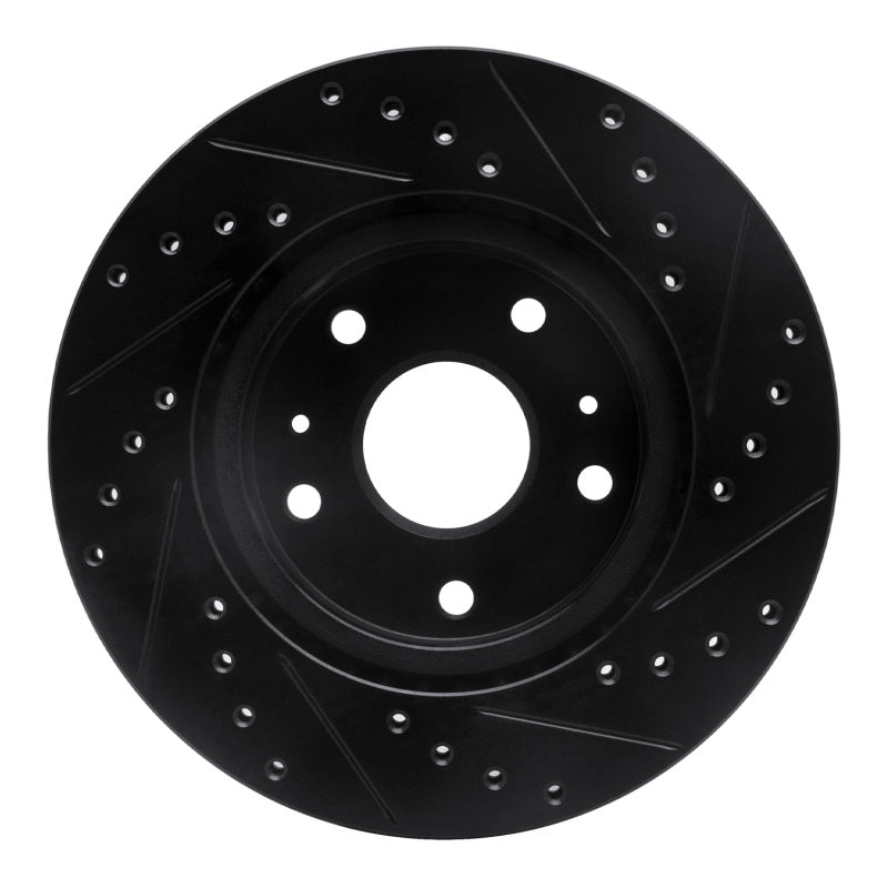 R1 07-19 Suzuki SX4 Front Left Drilled & Slotted Black Brake Rotor