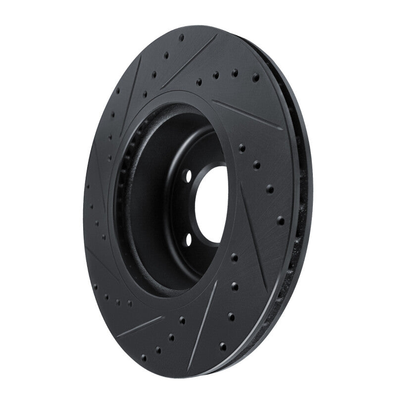 R1 09-16 BMW Z4 Front Right Drilled & Slotted Black Brake Rotor