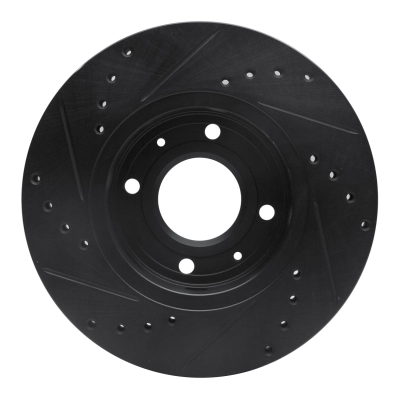 R1 00-04 Volvo V40 Front Right Drilled & Slotted Black Brake Rotor