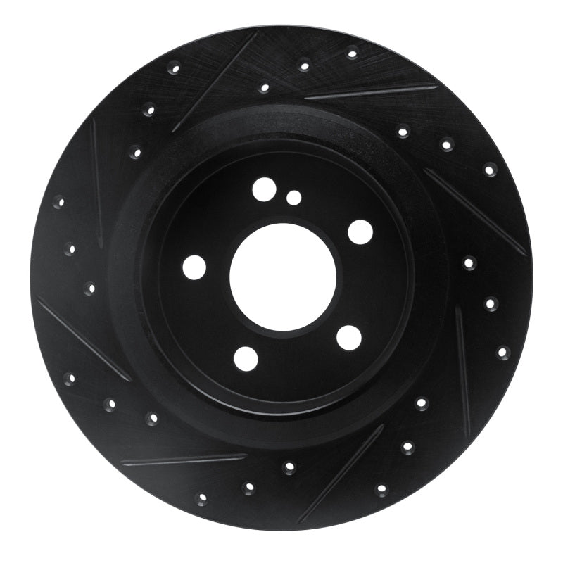 R1 12-20 Mercedes-Benz SLC300 Rear Right Drilled & Slotted Black Brake Rotor